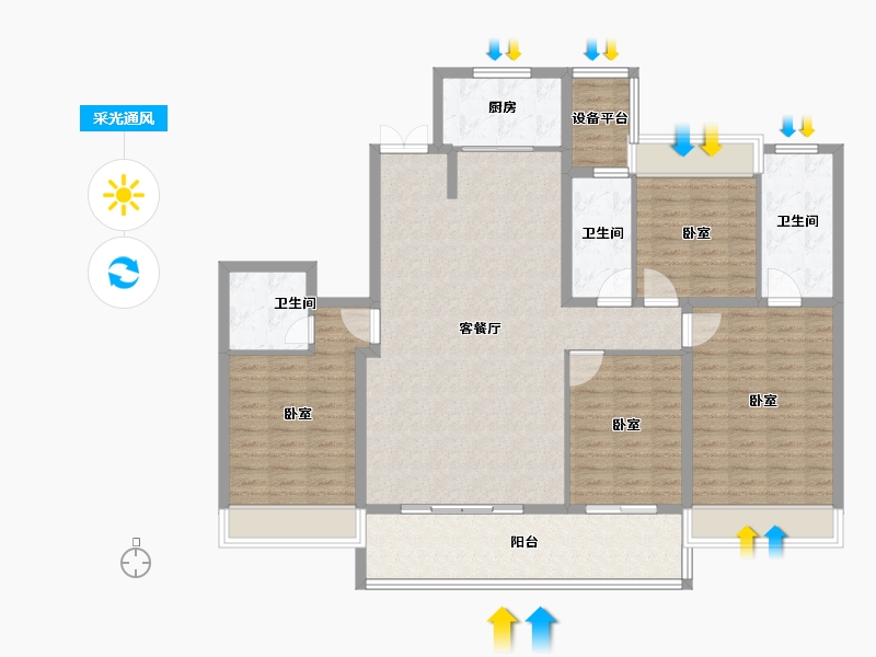 江苏省-常州市-华宇新城天境-136.00-户型库-采光通风