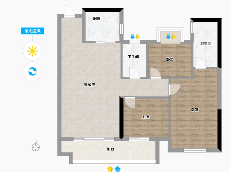 福建省-漳州市-宏冠翰林首府-81.00-户型库-采光通风