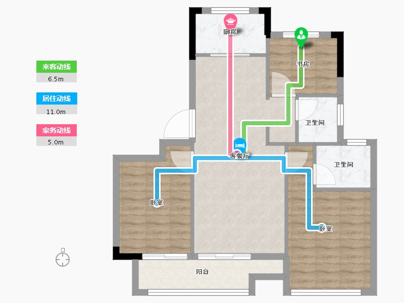 浙江省-湖州市-宇诚旺庄-77.00-户型库-动静线