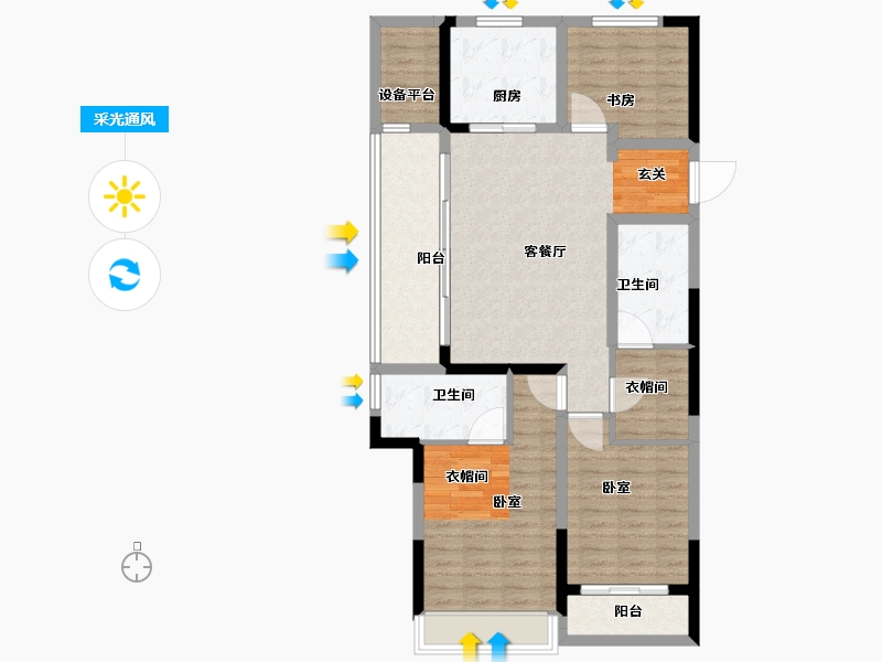 浙江省-丽水市-中广绿城桂语江南-101.00-户型库-采光通风