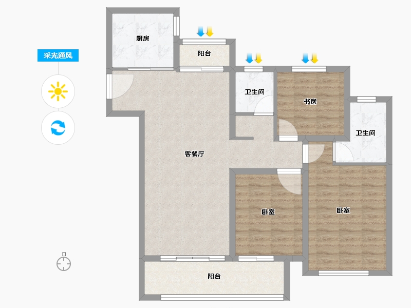 山东省-菏泽市-曹县天润公馆樾府-98.00-户型库-采光通风