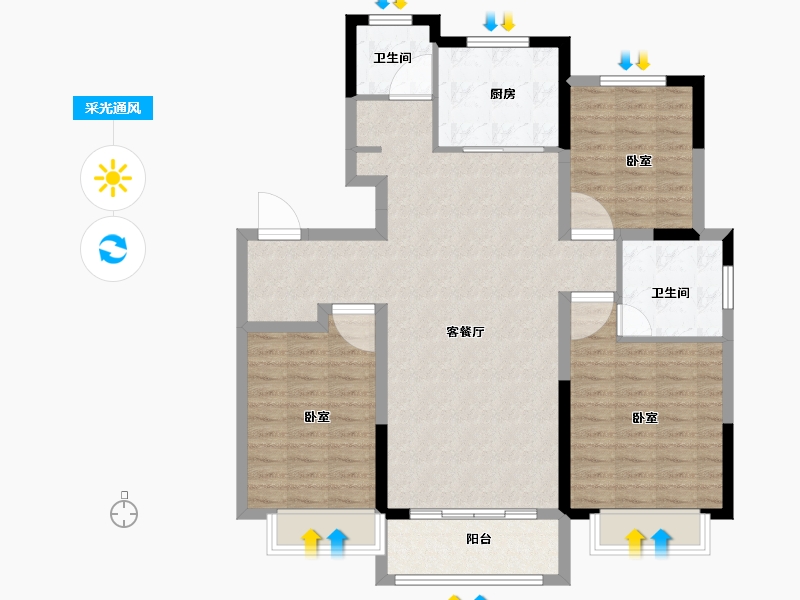 山东省-济南市-中康百合新城-104.01-户型库-采光通风