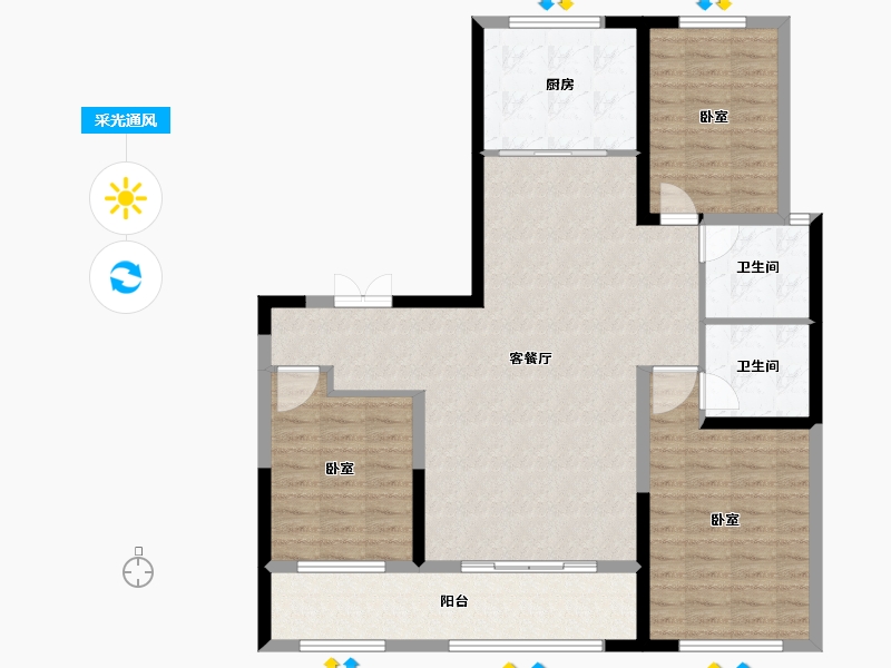 山东省-潍坊市-枫丹兰亭荟-109.00-户型库-采光通风