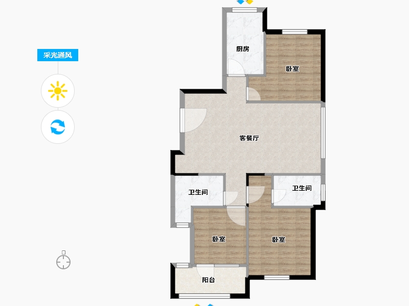 山东省-青岛市-慧通理想之城-94.00-户型库-采光通风