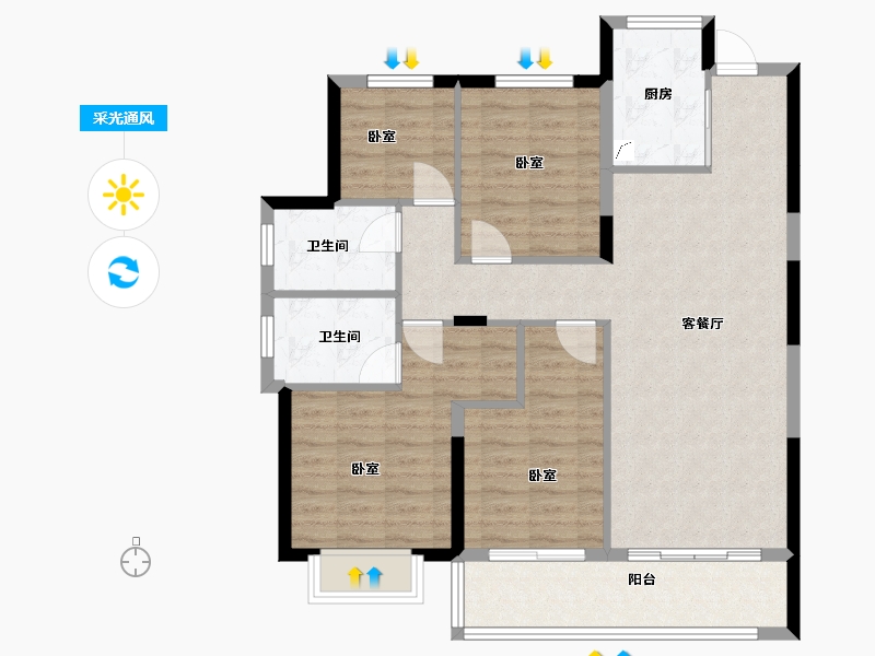 浙江省-宁波市-德信东境-98.00-户型库-采光通风