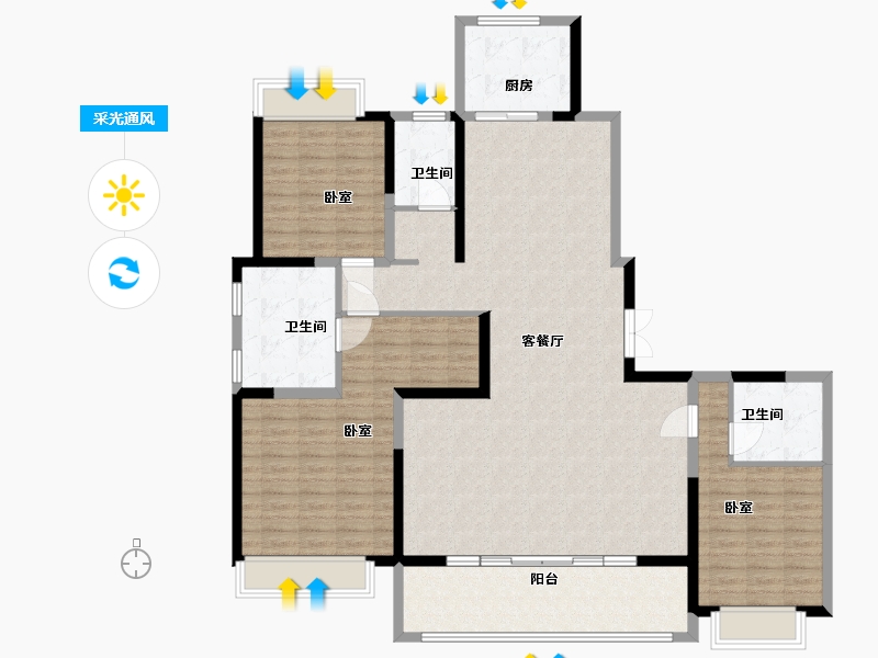 江苏省-南京市-滨江ONE-149.00-户型库-采光通风