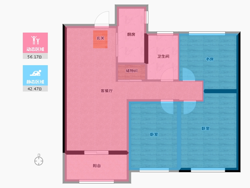 江苏省-徐州市-幸福汇邻湾-88.42-户型库-动静分区