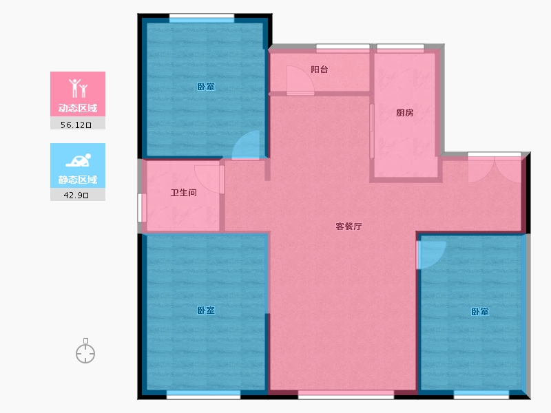 内蒙古自治区-呼和浩特市-松江左右城-91.02-户型库-动静分区