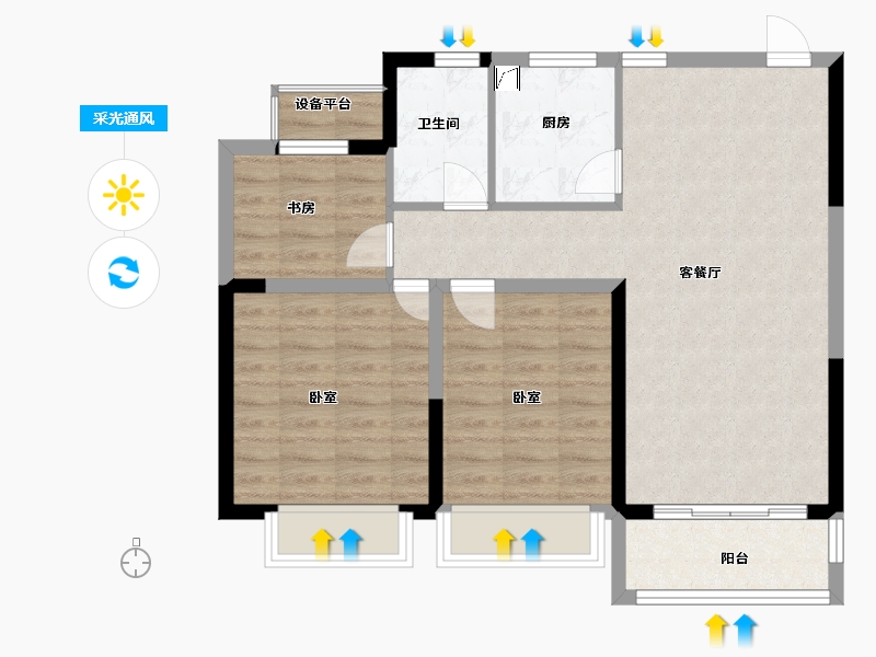 安徽省-合肥市-百大东城印象-77.00-户型库-采光通风