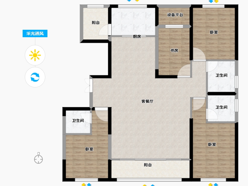 山东省-潍坊市-枫丹兰亭荟-150.93-户型库-采光通风