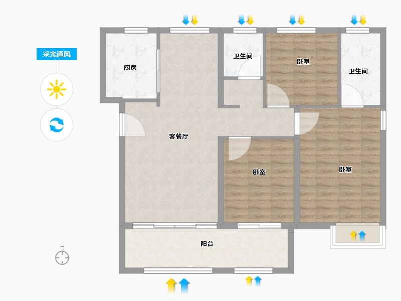 山东省-济南市-远洋湖印都会-100.01-户型库-采光通风