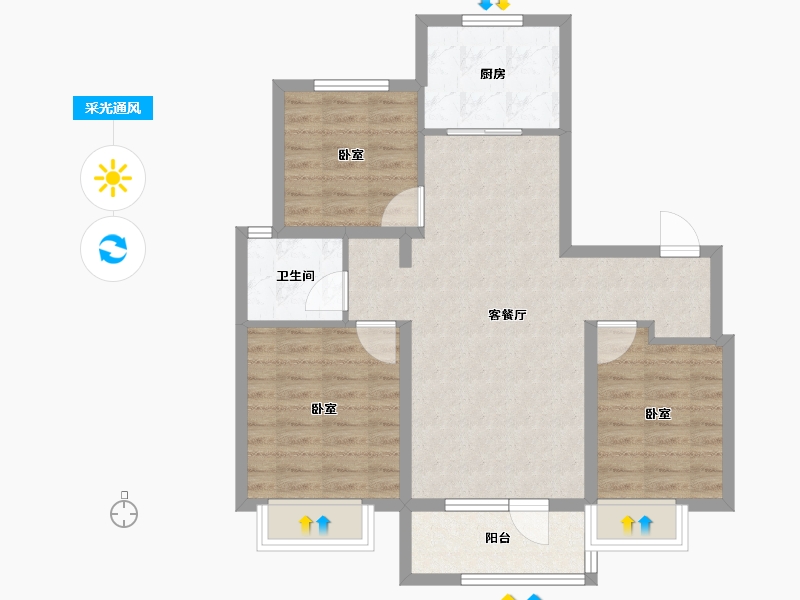 山东省-烟台市-芝罘万科城-76.00-户型库-采光通风