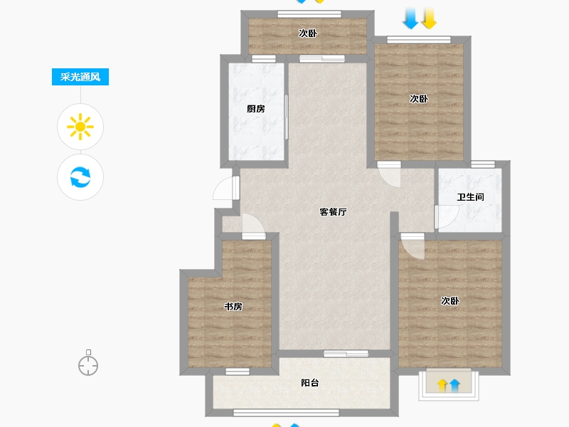 江苏省-徐州市-高盛兰苑-101.99-户型库-采光通风