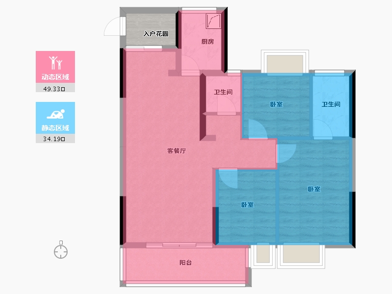 福建省-龙岩市-美伦·锦山壹号-77.29-户型库-动静分区