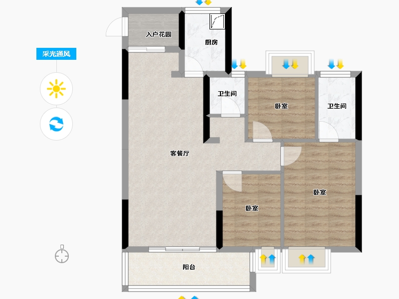 福建省-龙岩市-美伦·锦山壹号-77.29-户型库-采光通风