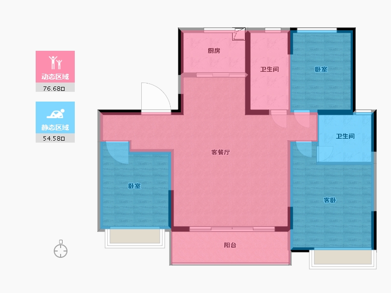 江苏省-南通市-滨江玺·滨江道-119.51-户型库-动静分区