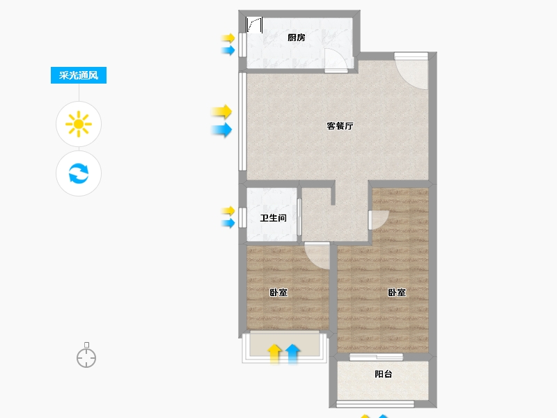 浙江省-金华市-碧桂园云玺-62.00-户型库-采光通风