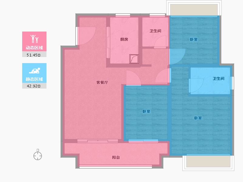 江苏省-扬州市-远洋·广陵宸章-84.00-户型库-动静分区