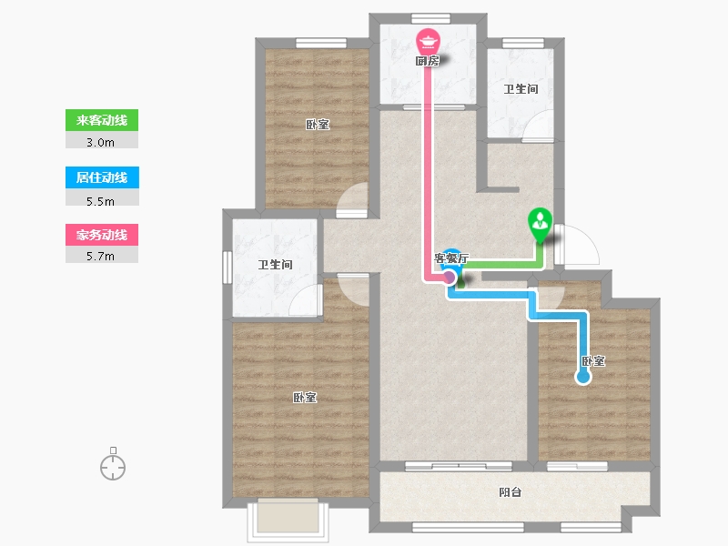 山东省-枣庄市-景泰清华苑-94.96-户型库-动静线