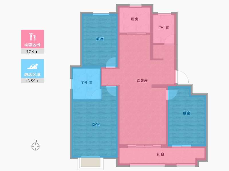 山东省-枣庄市-景泰清华苑-94.96-户型库-动静分区