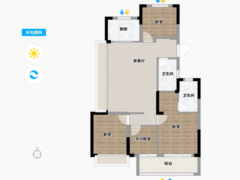 浙江省-绍兴市-星澜城-95.26-户型库-采光通风