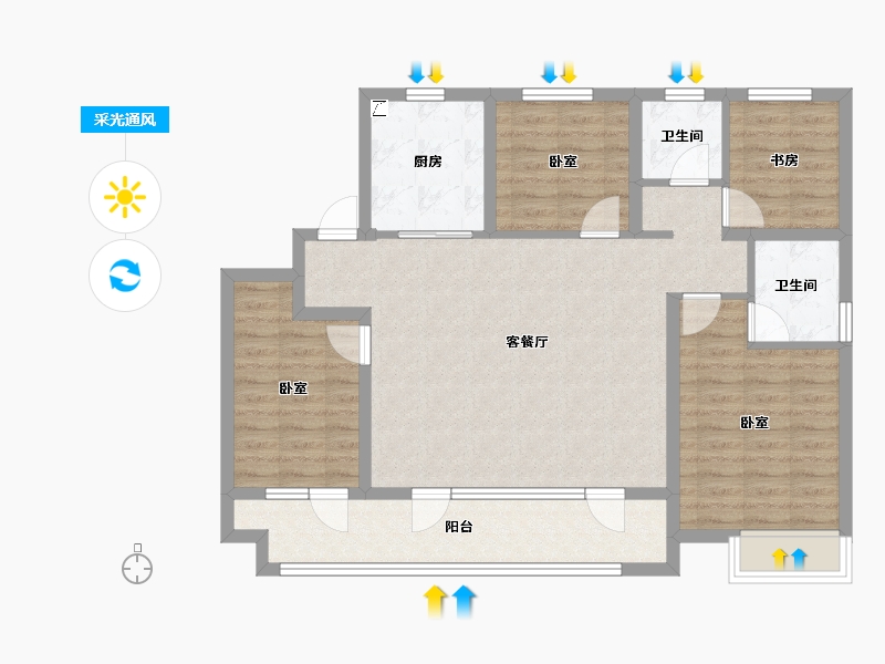 山东省-烟台市-天一仁和宸璟锦里-100.00-户型库-采光通风