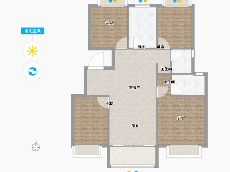 江苏省-南京市-半山云邸-108.00-户型库-采光通风