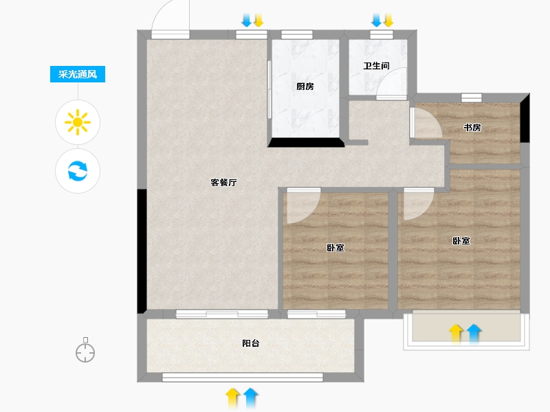 江苏省-常州市-嘉宏空港国际星光城-71.00-户型库-采光通风