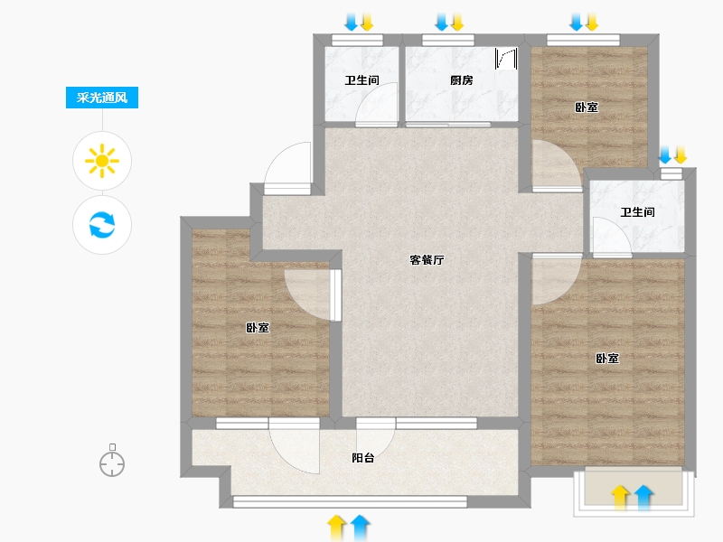 山东省-烟台市-天一仁和宸璟锦里-82.00-户型库-采光通风