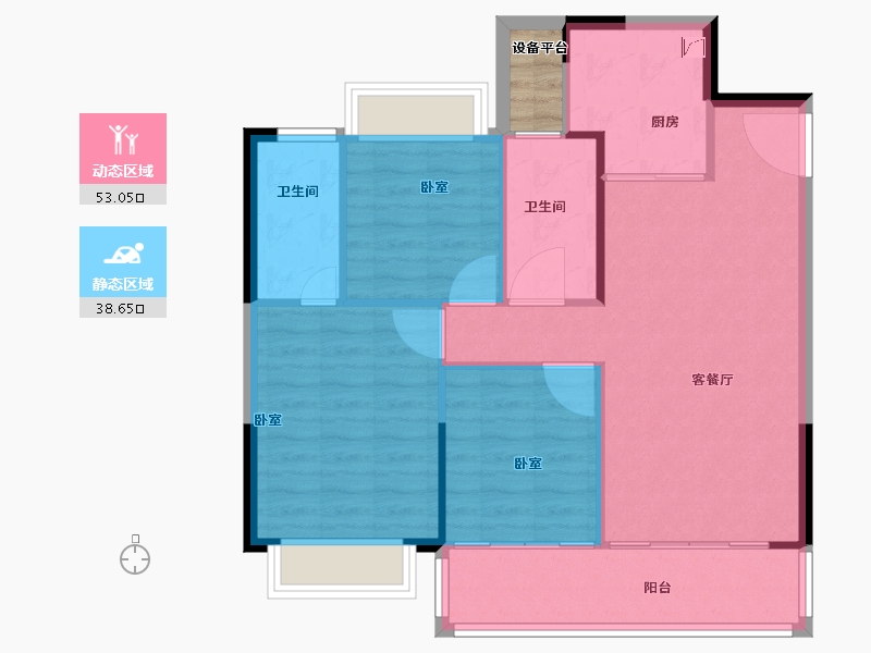 江苏省-南京市-远洋万和方山望-86.00-户型库-动静分区