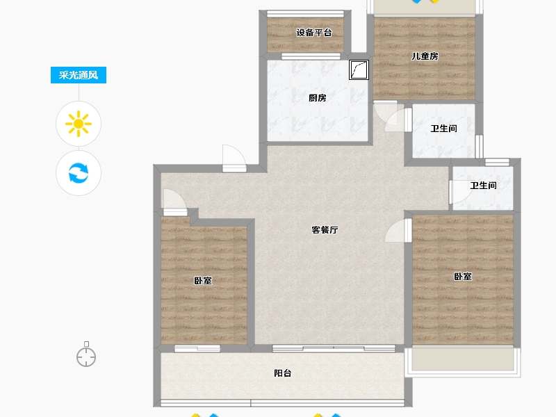 江苏省-南通市-万科·官山望-108.96-户型库-采光通风