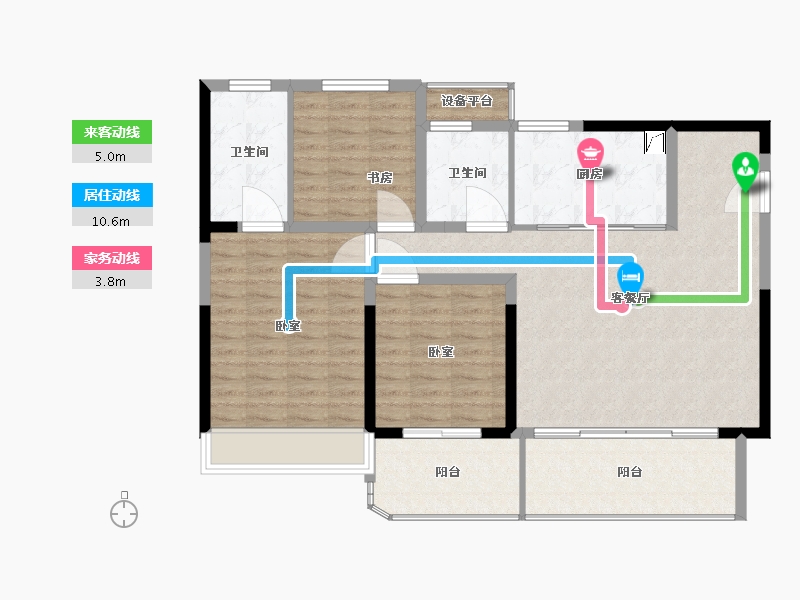 江苏省-扬州市-华建天月府-110.30-户型库-动静线