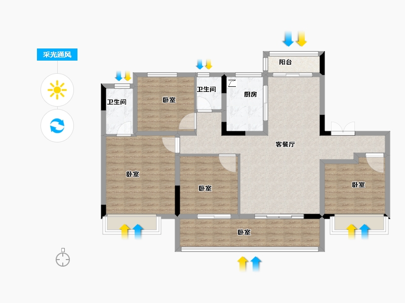 安徽省-安庆市-桐城国翠公馆-112.00-户型库-采光通风