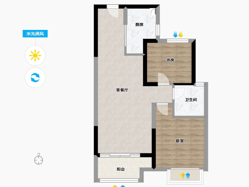 浙江省-金华市-碧桂园云玺-62.00-户型库-采光通风