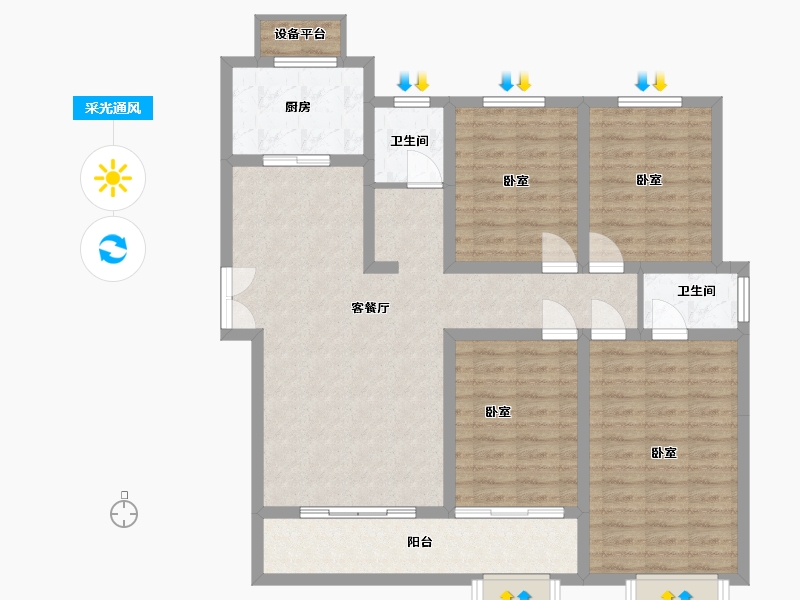 山东省-滨州市-香溪翠庭·臻园-109.24-户型库-采光通风