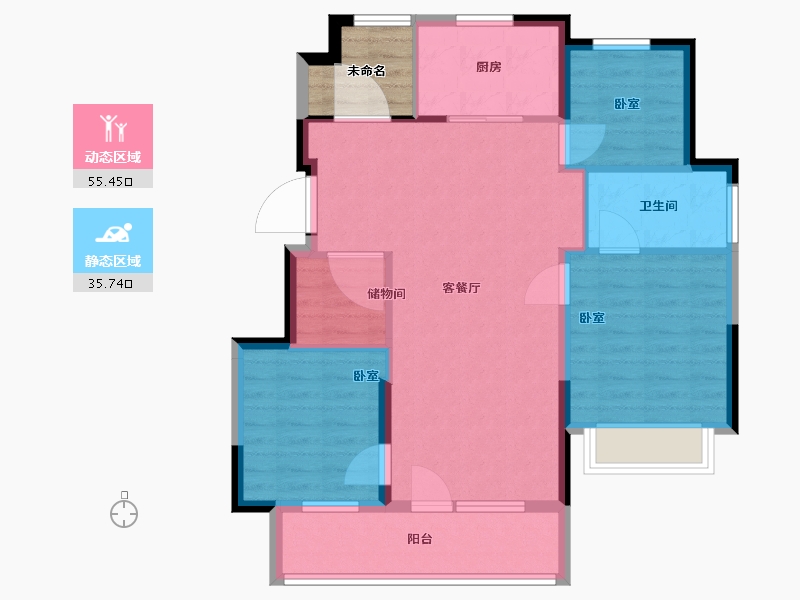 辽宁省-大连市-金地·保利·招商星光照澜-86.00-户型库-动静分区