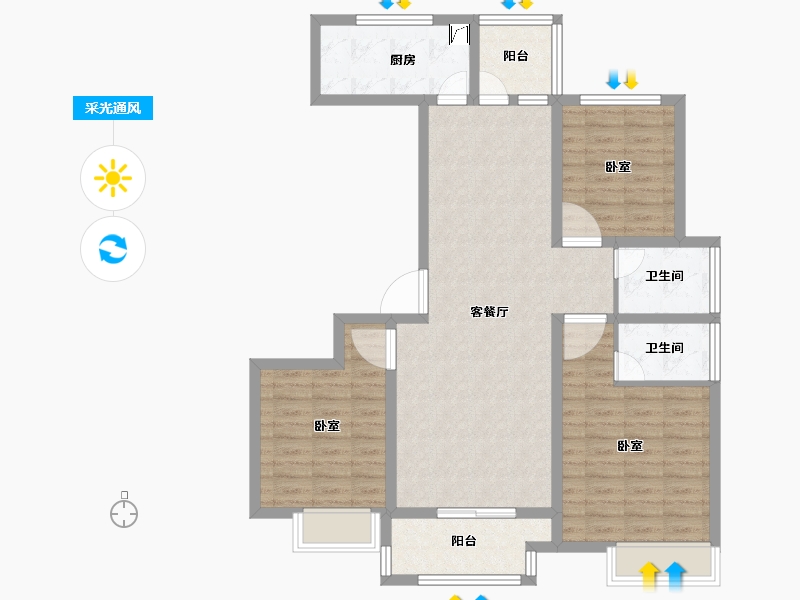 河南省-安阳市-滑县浩创梧桐郡-96.00-户型库-采光通风