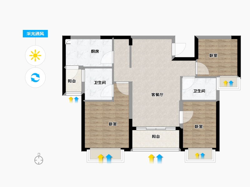 江西省-景德镇市-恒大珑庭-83.00-户型库-采光通风