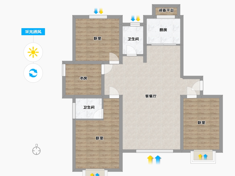 山东省-滨州市-香溪翠庭·臻园-101.86-户型库-采光通风