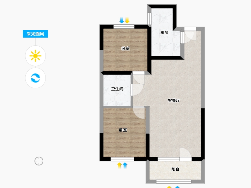 河北省-廊坊市-百川锦尚-60.00-户型库-采光通风