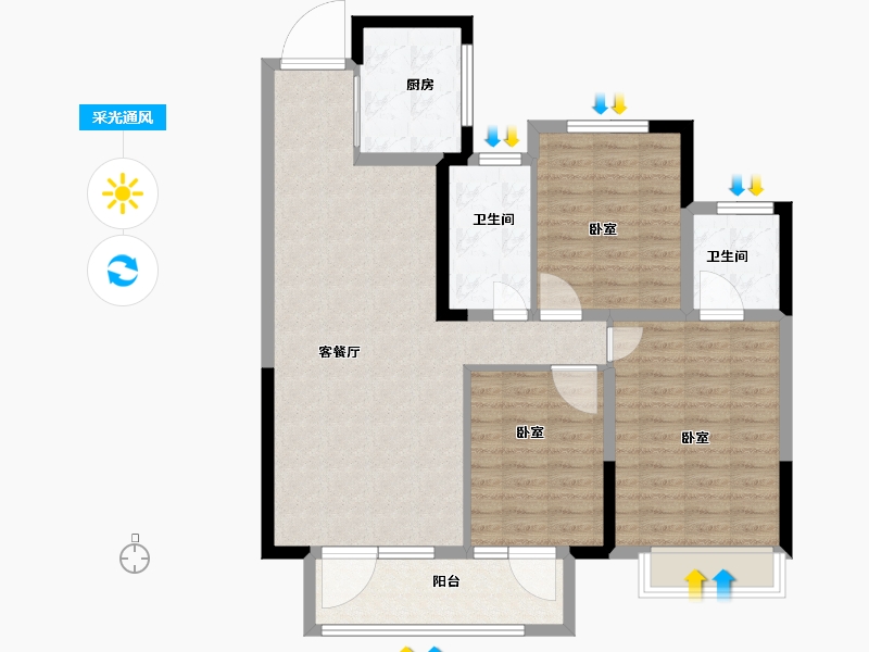 山东省-淄博市-淄博周村吾悦广场-100.00-户型库-采光通风