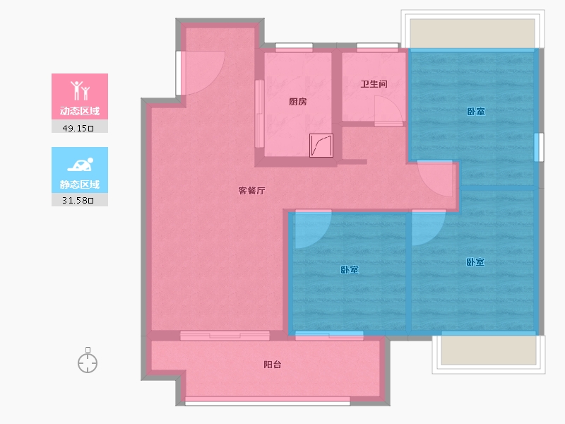 江苏省-扬州市-远洋·广陵宸章-72.00-户型库-动静分区