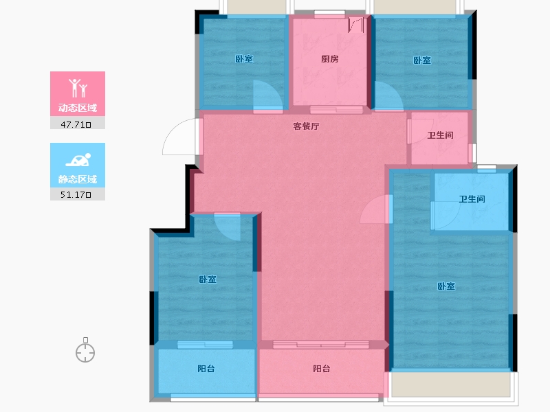 江苏省-扬州市-金辉栖湖云庭-88.00-户型库-动静分区