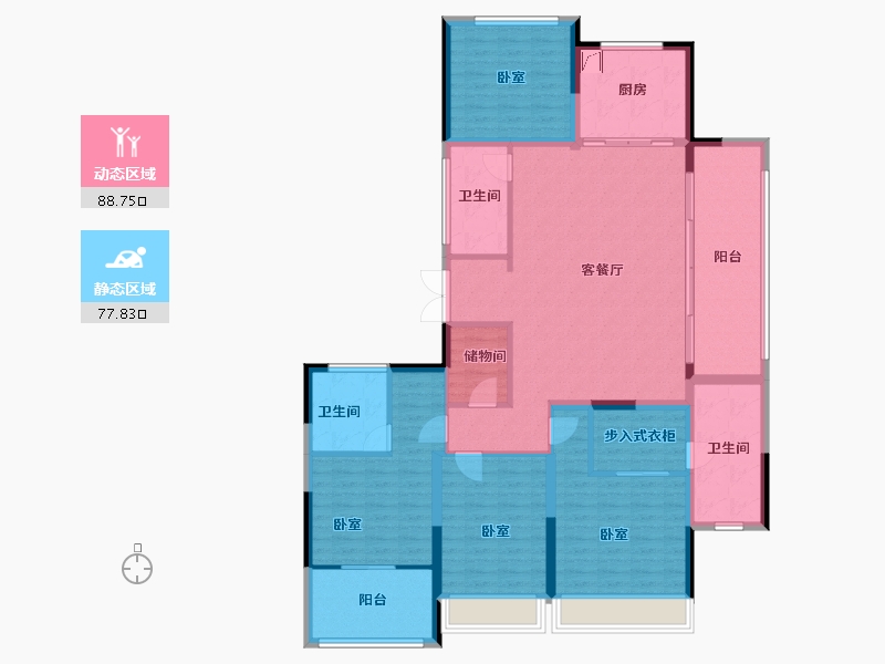 浙江省-杭州市-观品名寓-150.50-户型库-动静分区