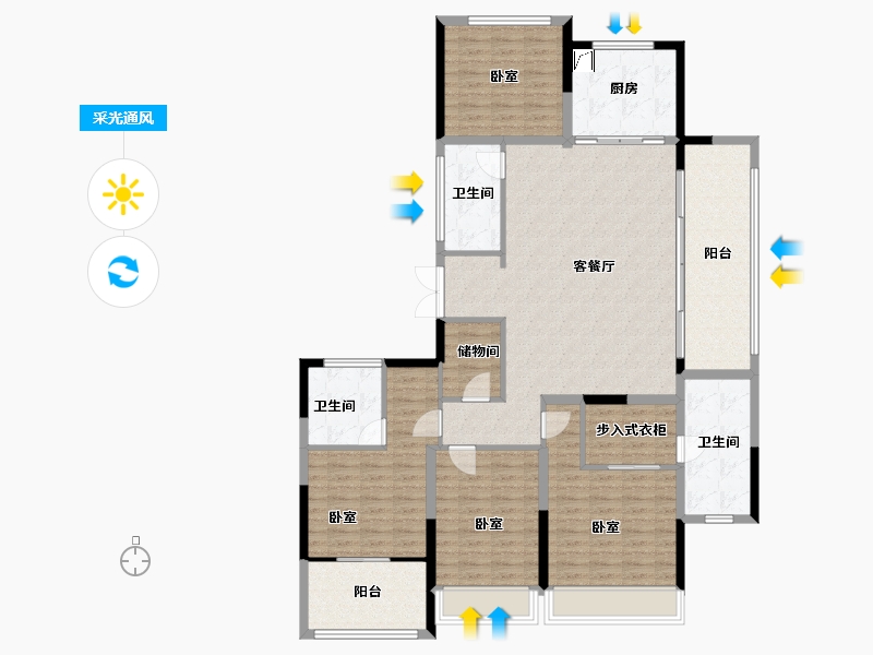 浙江省-杭州市-观品名寓-150.50-户型库-采光通风