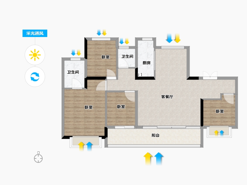 浙江省-金华市-碧桂园云玺-112.01-户型库-采光通风