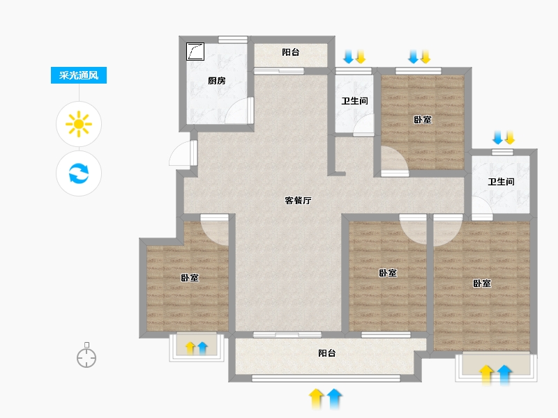 河南省-安阳市-滑县浩创梧桐郡-117.00-户型库-采光通风