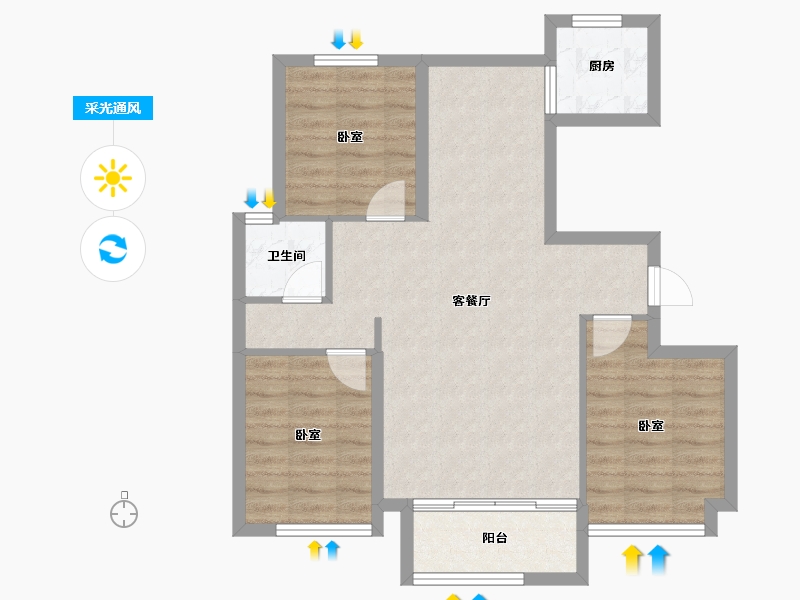 山东省-枣庄市-云溪九里-73.91-户型库-采光通风