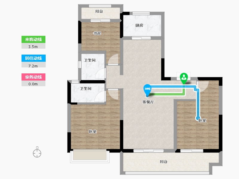 安徽省-安庆市-桐城国翠公馆-104.00-户型库-动静线