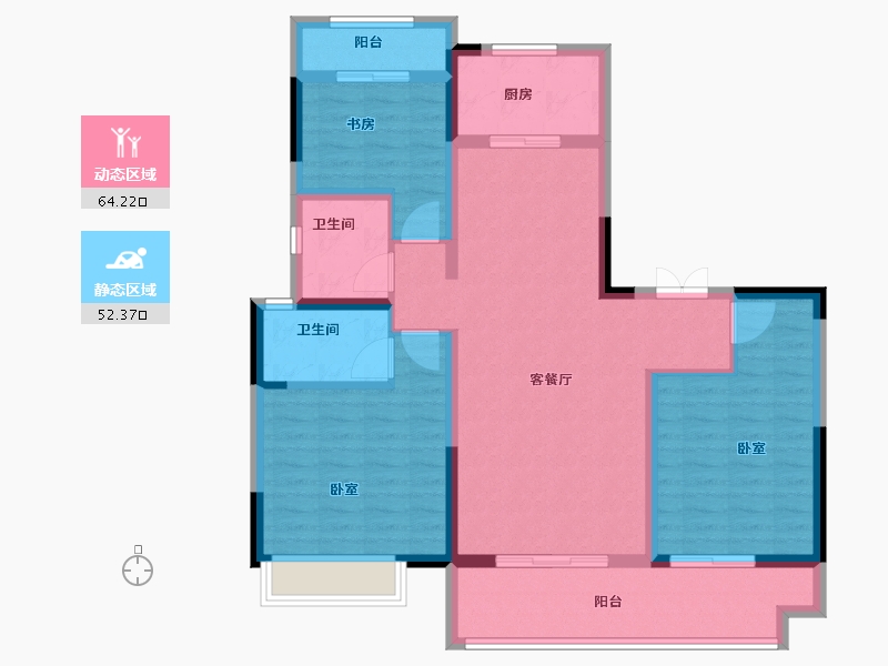 安徽省-安庆市-桐城国翠公馆-104.00-户型库-动静分区